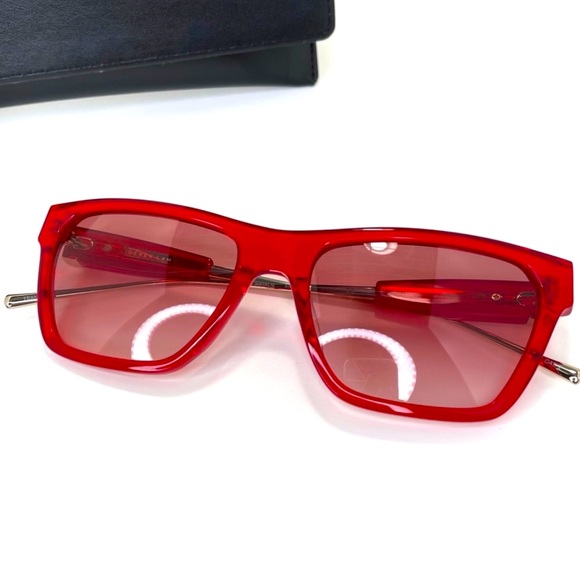 Derek Lam Natalie Red Sunglasses Rectangular Shape - Picture 2 of 10